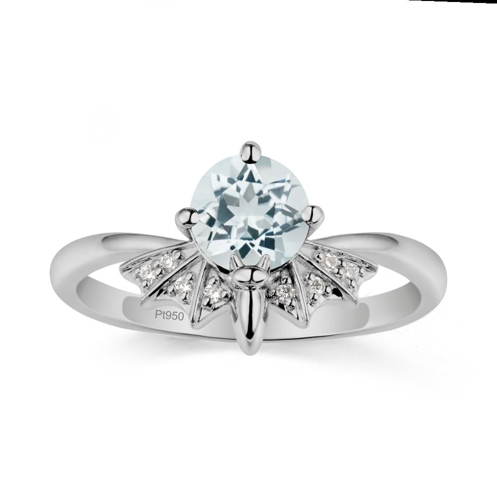 Gothic Bat Aquamarine Ring - LUO Jewelry #metal_platinum