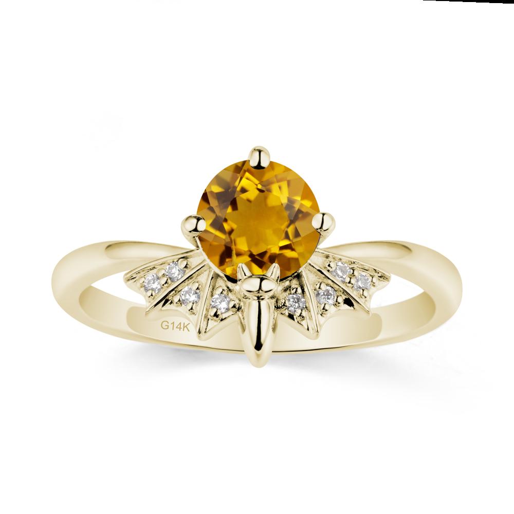 Gothic Bat Citrine Ring - LUO Jewelry #metal_14k yellow gold