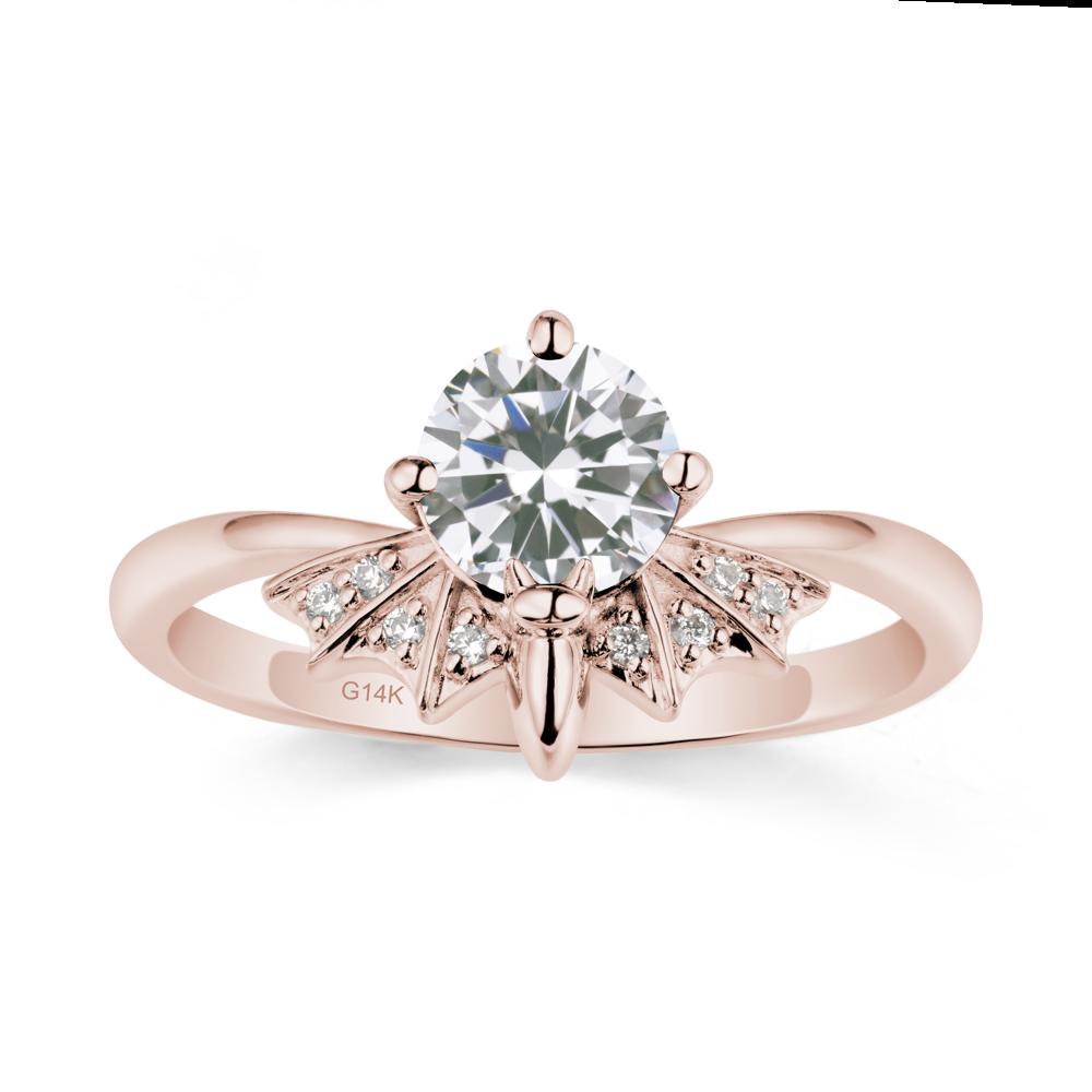 Round Cut Cubic Zirconia Bat Ring - LUO Jewelry #metal_14k rose gold