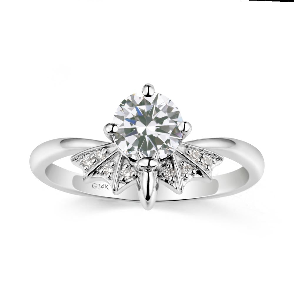 Round Cut Cubic Zirconia Bat Ring - LUO Jewelry #metal_14k white gold