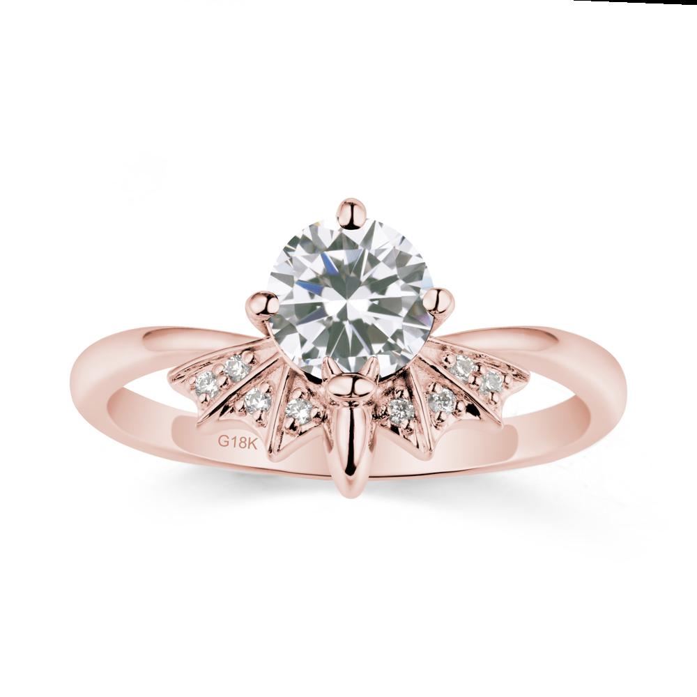 Round Cut Cubic Zirconia Bat Ring - LUO Jewelry #metal_18k rose gold