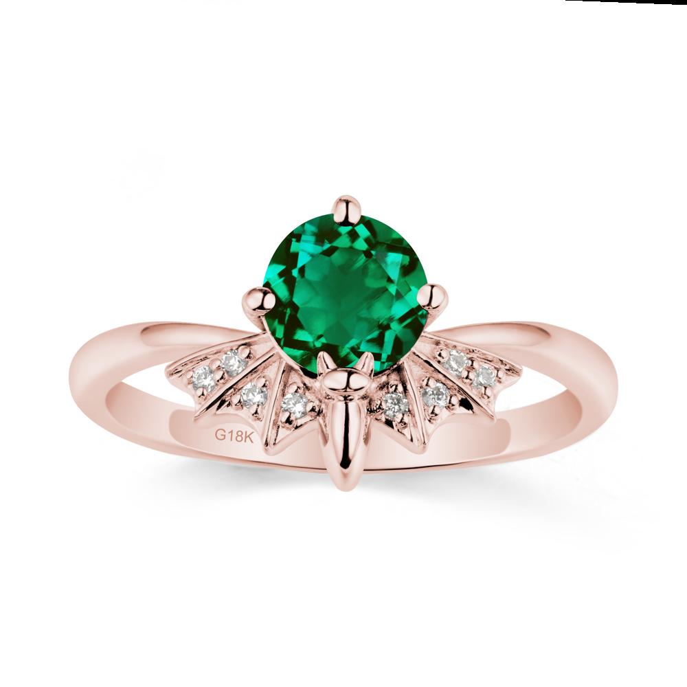 Round Cut Emerald Bat Ring - LUO Jewelry #metal_18k rose gold