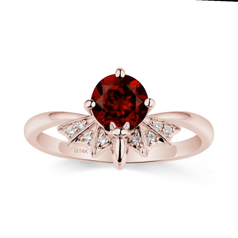 Gothic Bat Garnet Ring - LUO Jewelry #metal_14k rose gold