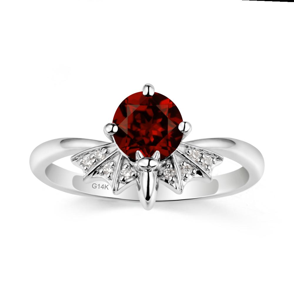 Gothic Bat Garnet Ring - LUO Jewelry #metal_14k white gold