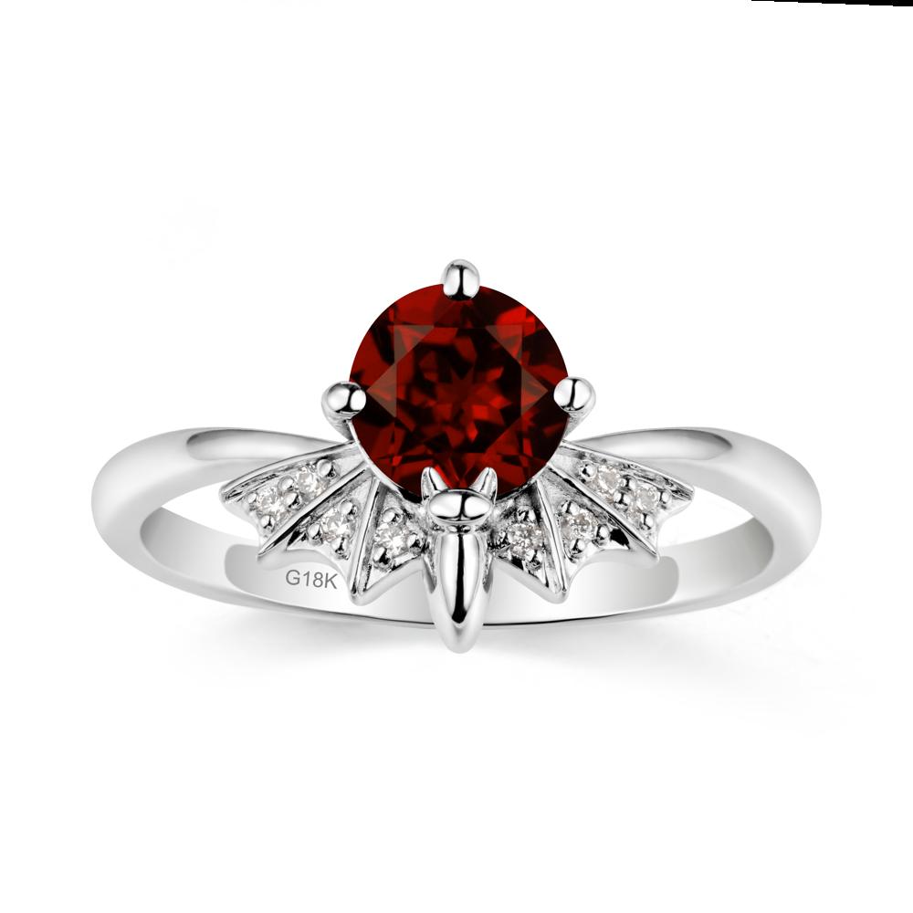 Gothic Bat Garnet Ring - LUO Jewelry #metal_18k white gold