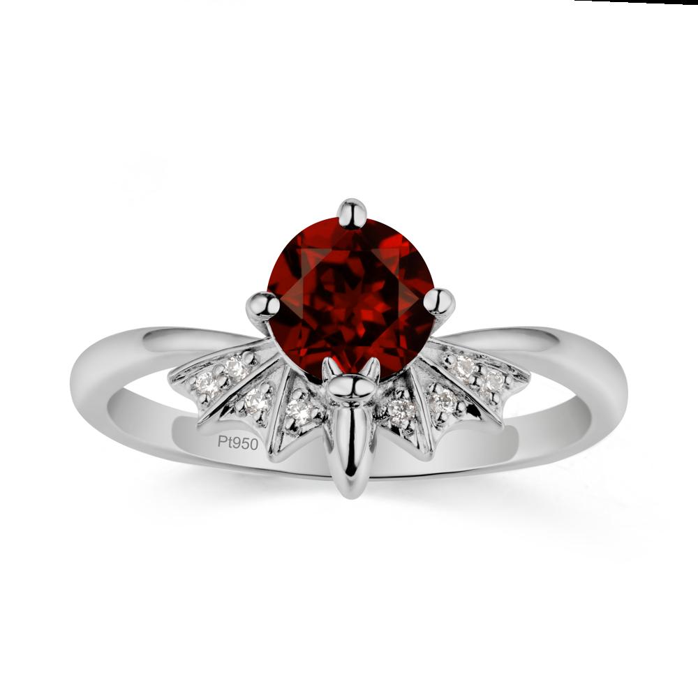 Gothic Bat Garnet Ring - LUO Jewelry #metal_platinum