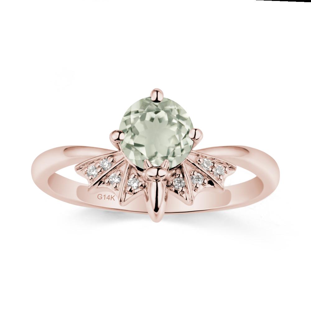 Round Cut Green Amethyst Bat Ring - LUO Jewelry #metal_14k rose gold