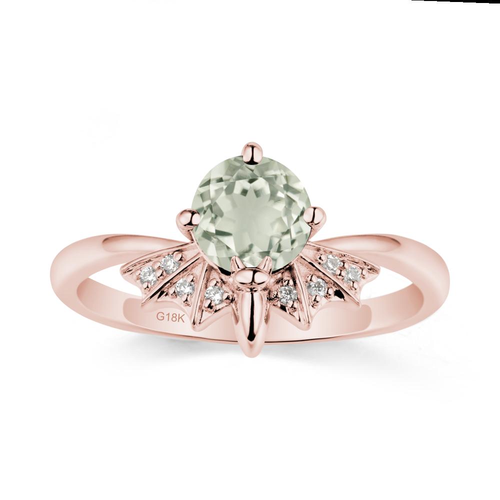 Round Cut Green Amethyst Bat Ring - LUO Jewelry #metal_18k rose gold