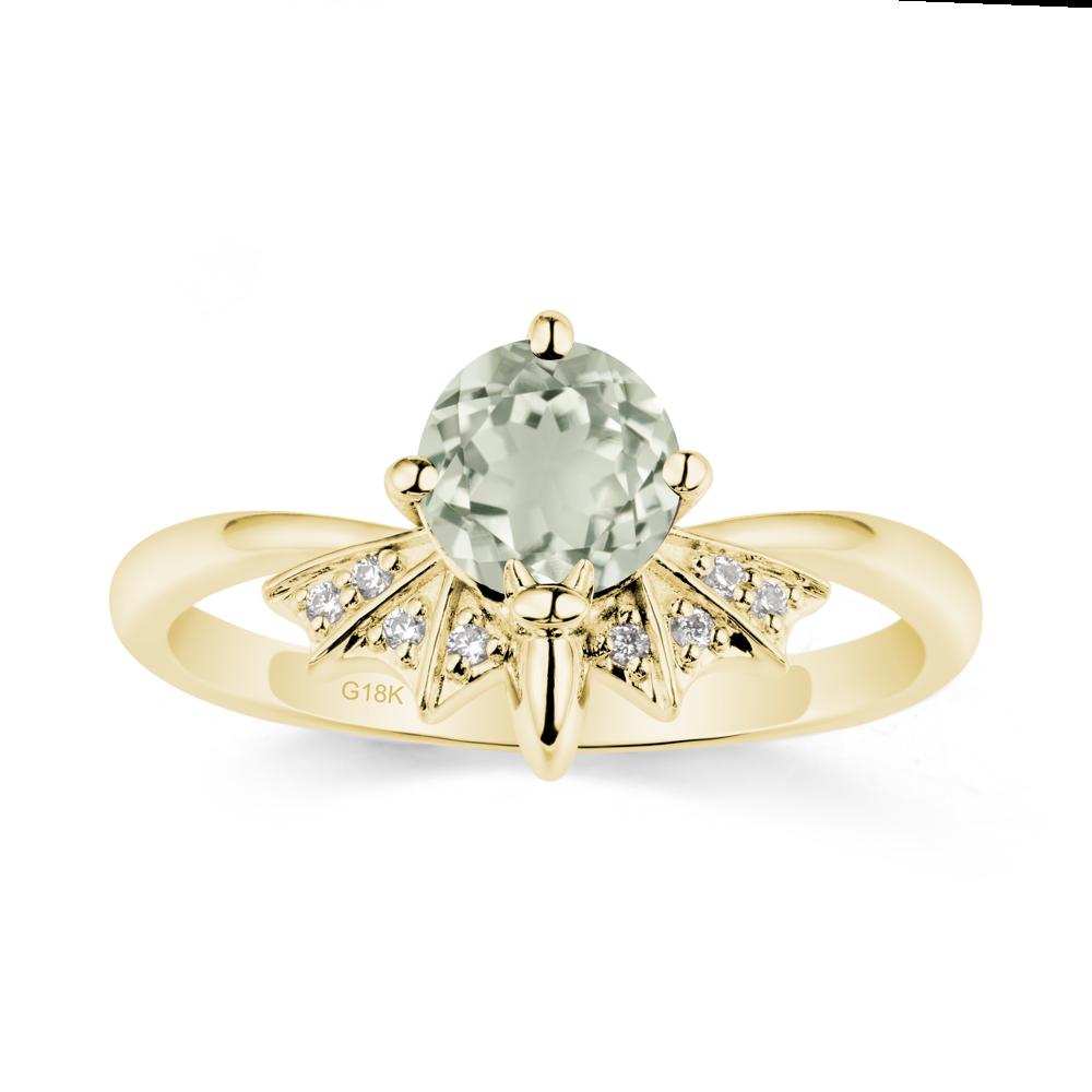 Round Cut Green Amethyst Bat Ring - LUO Jewelry #metal_18k yellow gold