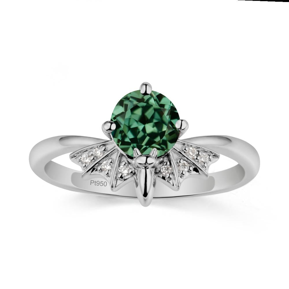Gothic Bat Green Sapphire Ring - LUO Jewelry #metal_platinum