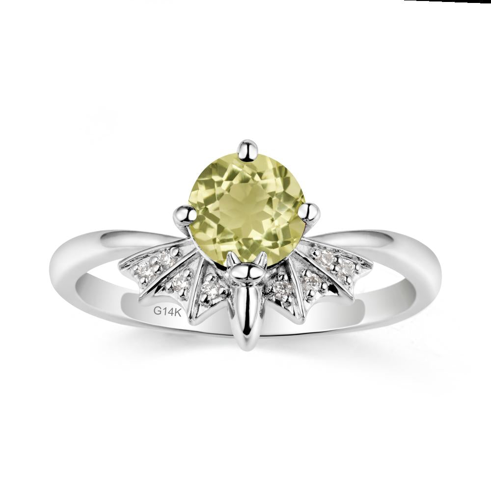 Round Cut Lemon Quartz Bat Ring - LUO Jewelry #metal_14k white gold