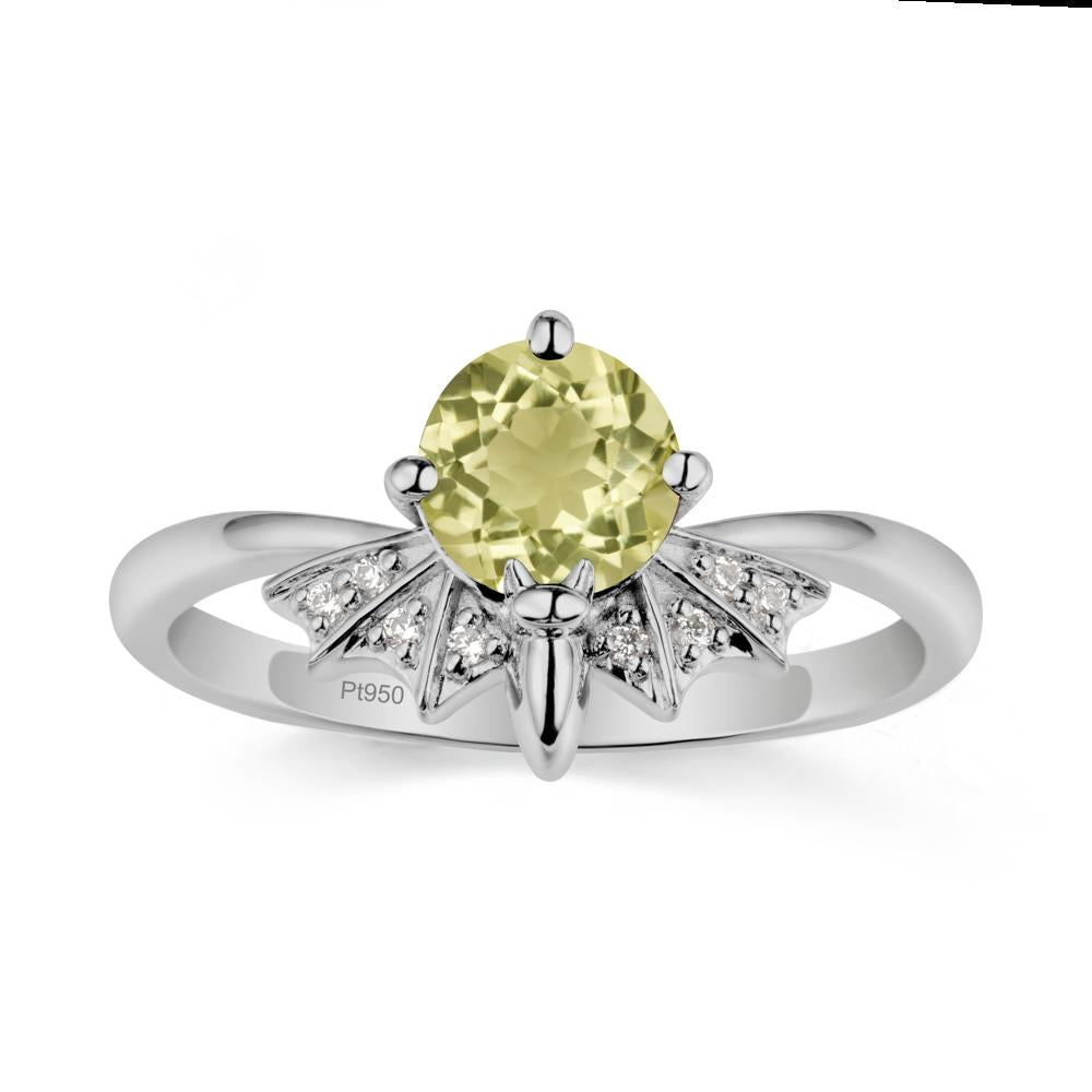 Round Cut Lemon Quartz Bat Ring - LUO Jewelry #metal_platinum