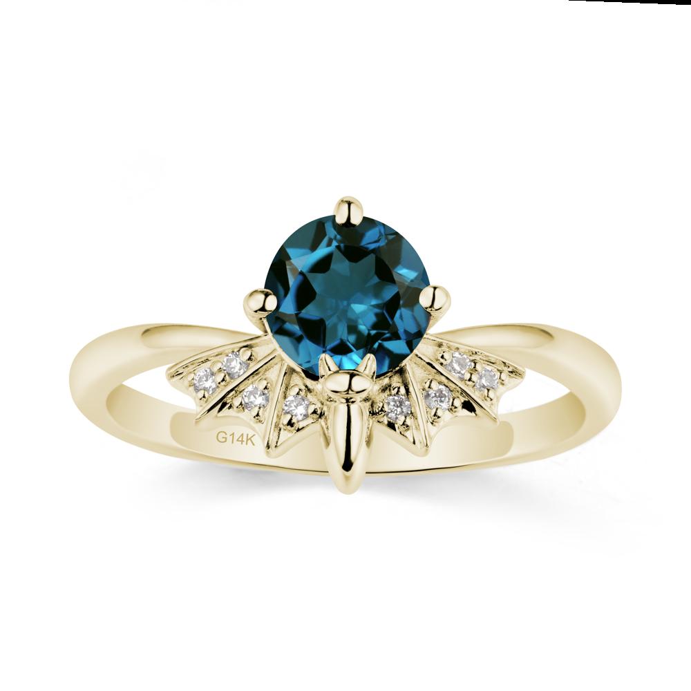 Gothic Bat London Blue Topaz Ring - LUO Jewelry #metal_14k yellow gold