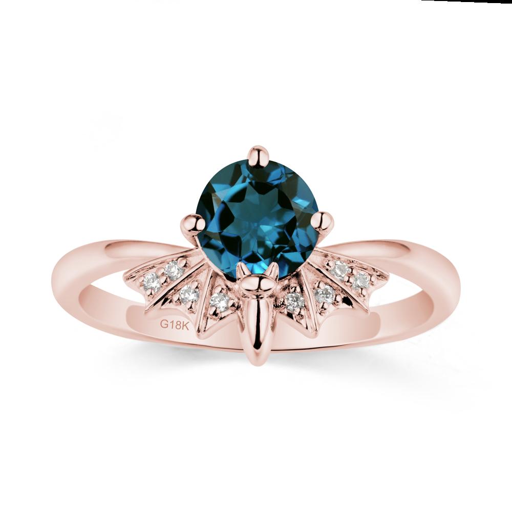 Gothic Bat London Blue Topaz Ring - LUO Jewelry #metal_18k rose gold