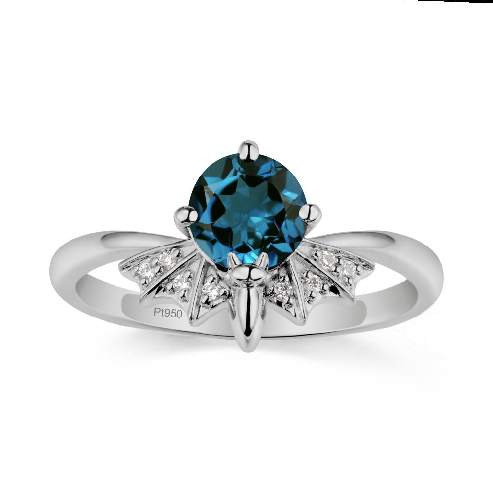 Gothic Bat London Blue Topaz Ring - LUO Jewelry #metal_platinum