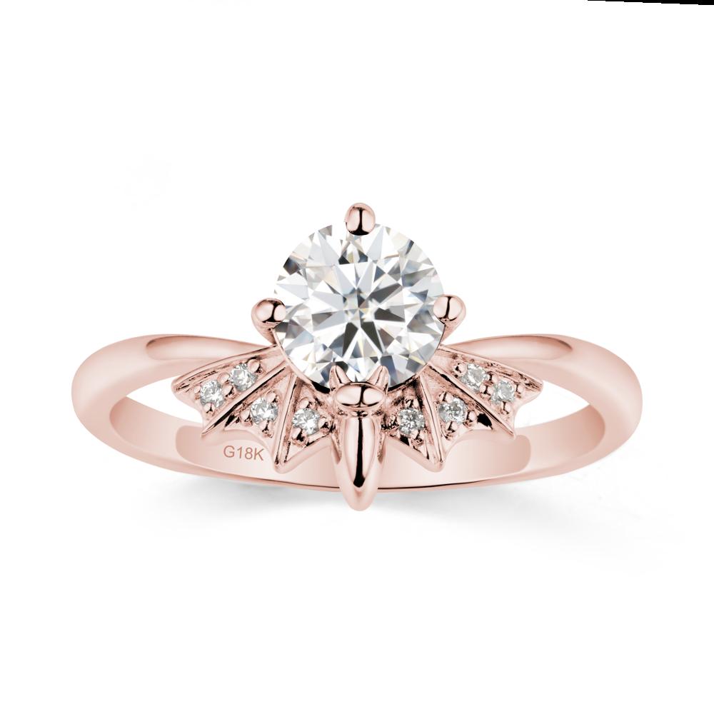 Round Cut Moissanite Bat Ring - LUO Jewelry #metal_18k rose gold