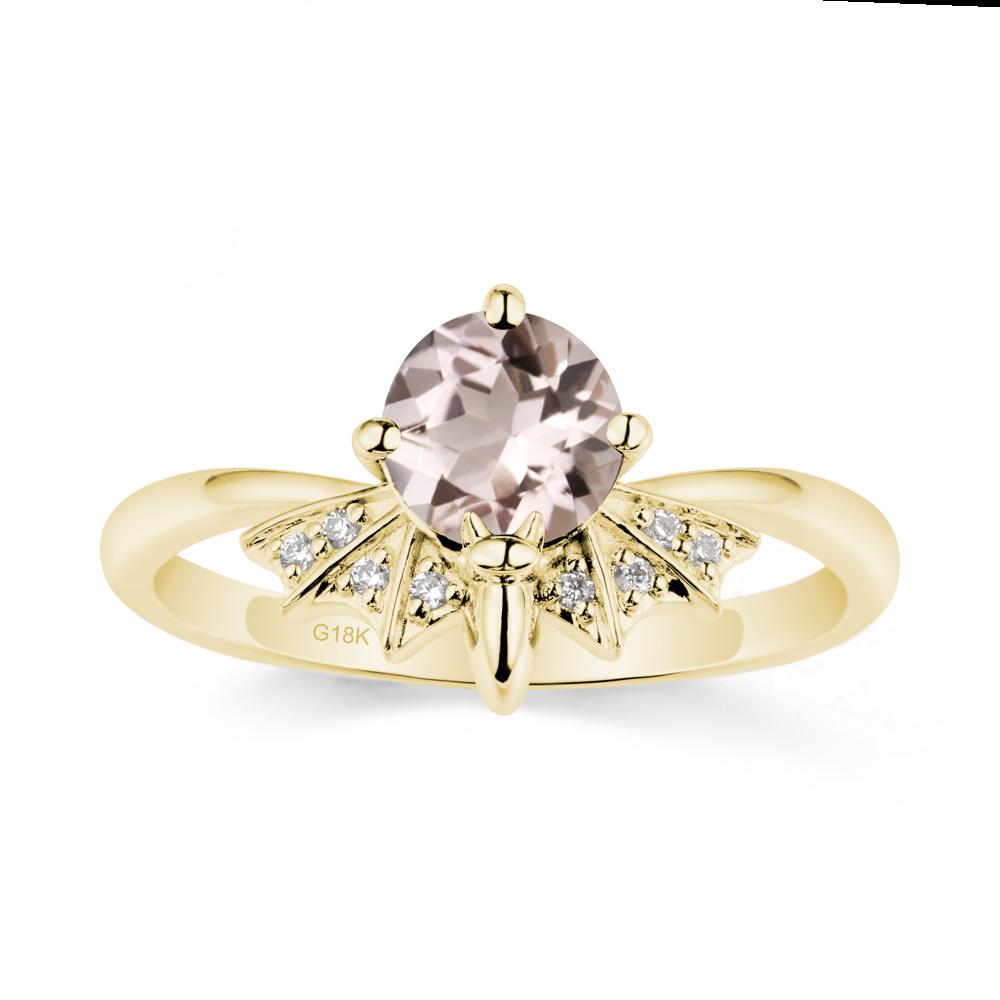 Round Cut Morganite Bat Ring - LUO Jewelry #metal_18k yellow gold