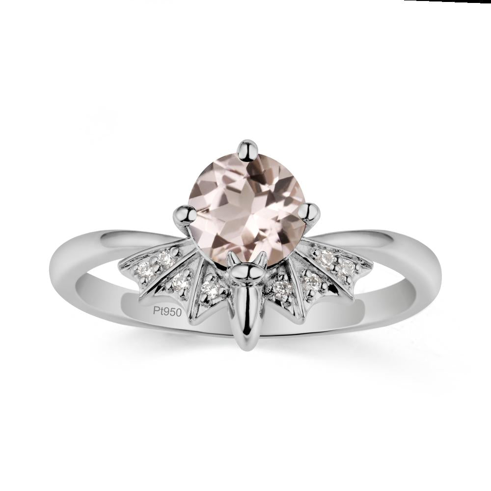 Round Cut Morganite Bat Ring - LUO Jewelry #metal_platinum