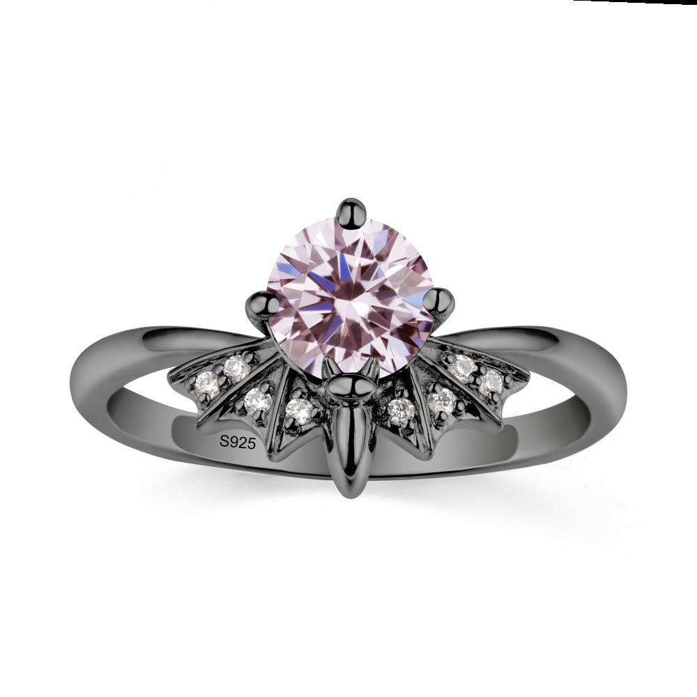 Round Cut Pink Cubic Zirconia Bat Ring - LUO Jewelry #metal_black finish sterling silver