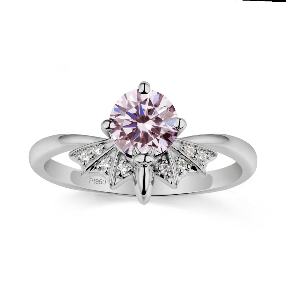 Round Cut Pink Cubic Zirconia Bat Ring - LUO Jewelry #metal_platinum