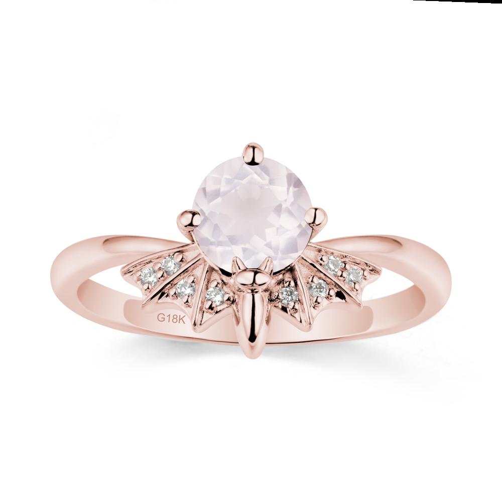 Round Cut Rose Quartz Bat Ring - LUO Jewelry #metal_18k rose gold