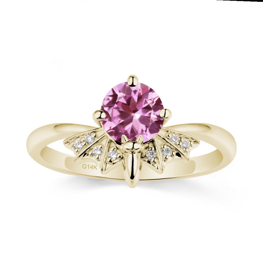 Gothic Bat Pink Sapphire Ring - LUO Jewelry #metal_14k yellow gold