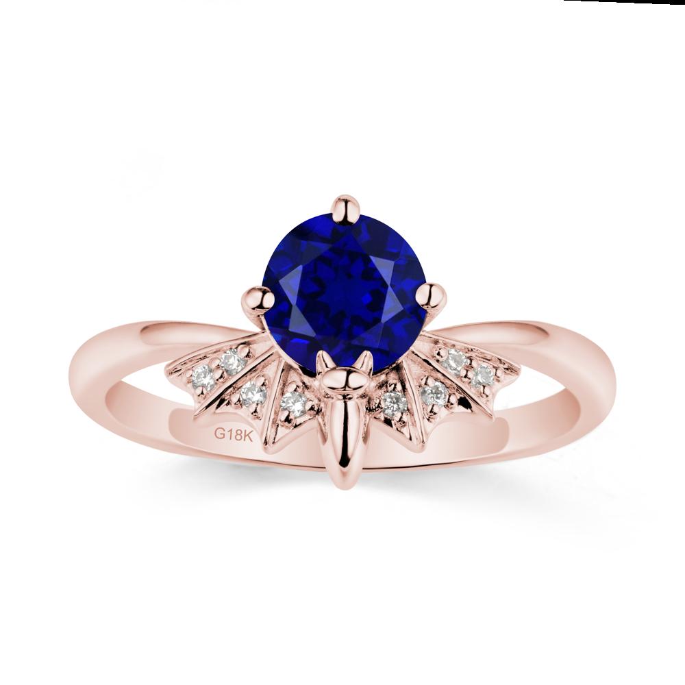 Round Cut Sapphire Bat Ring - LUO Jewelry #metal_18k rose gold