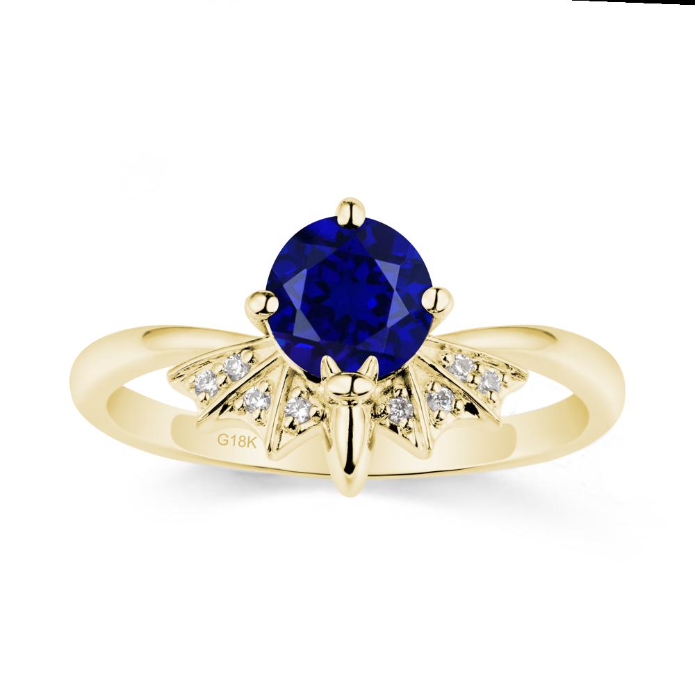 Round Cut Sapphire Bat Ring - LUO Jewelry #metal_18k yellow gold