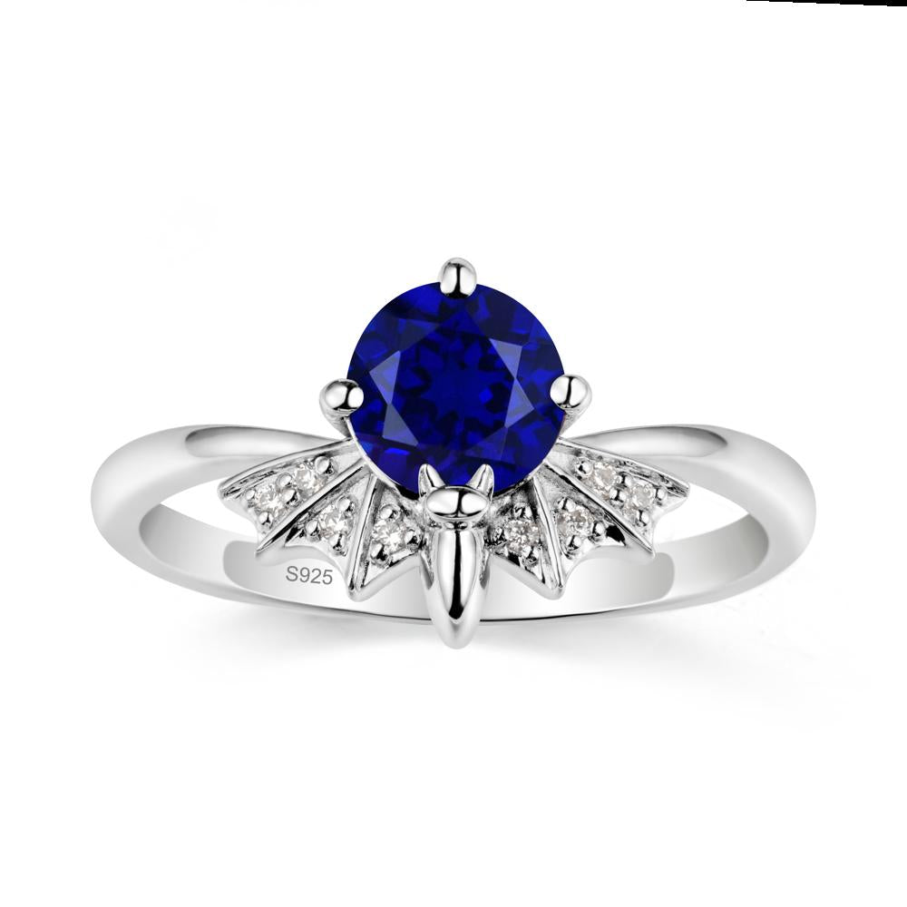 Round Cut Sapphire Bat Ring - LUO Jewelry #metal_sterling silver
