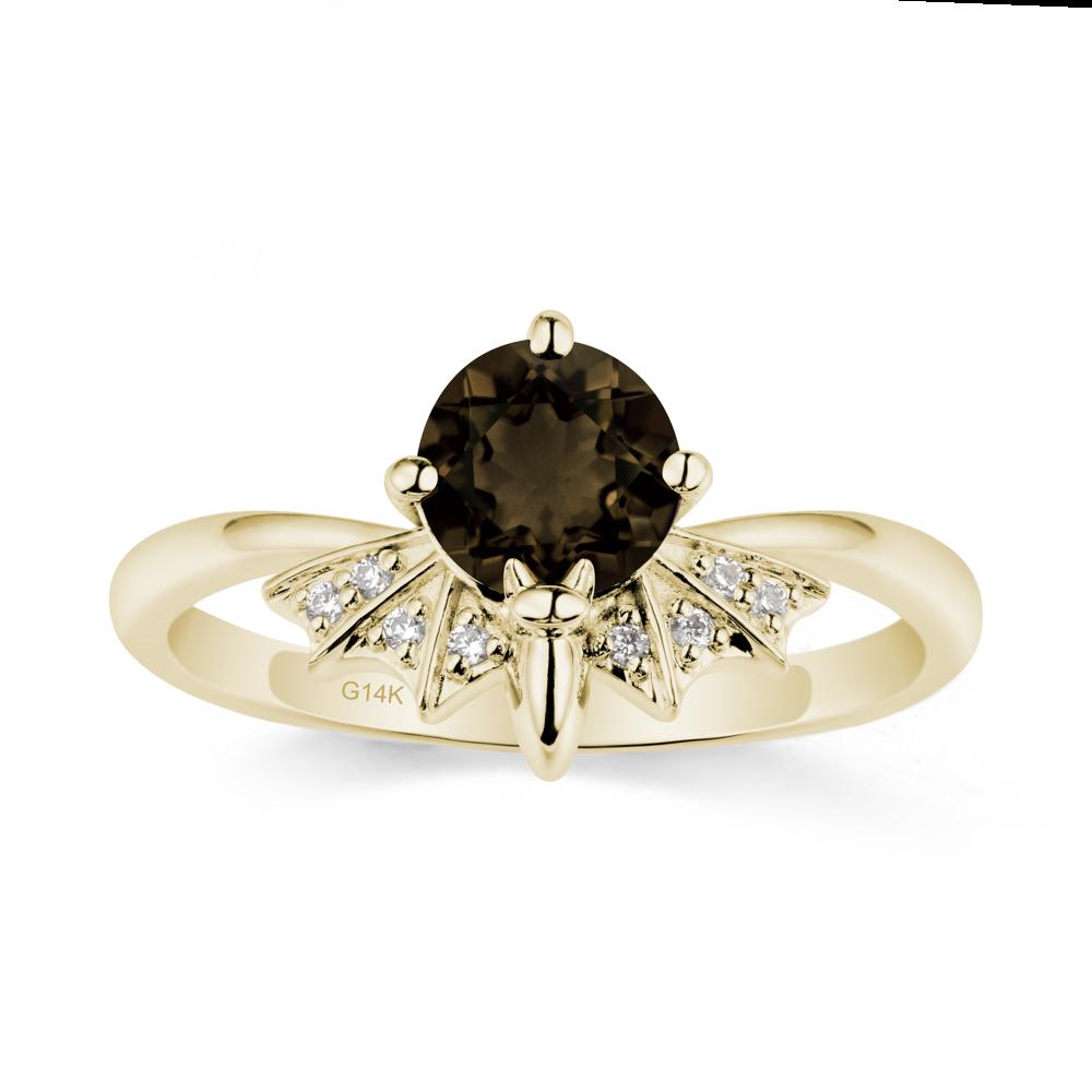 Gothic Bat Smoky Quartz Ring - LUO Jewelry #metal_14k yellow gold