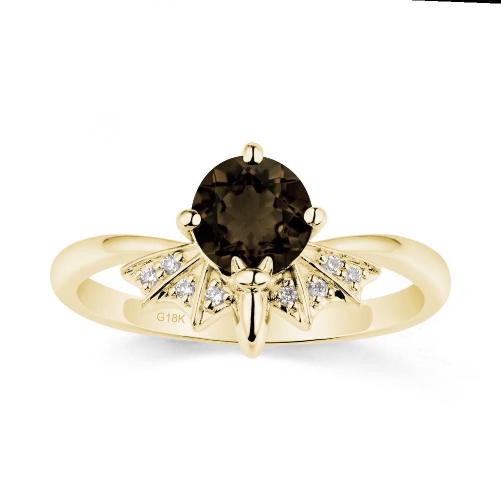 Gothic Bat Smoky Quartz Ring - LUO Jewelry #metal_18k yellow gold