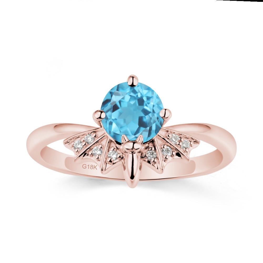 Round Cut Swiss Blue Topaz Bat Ring - LUO Jewelry #metal_18k rose gold