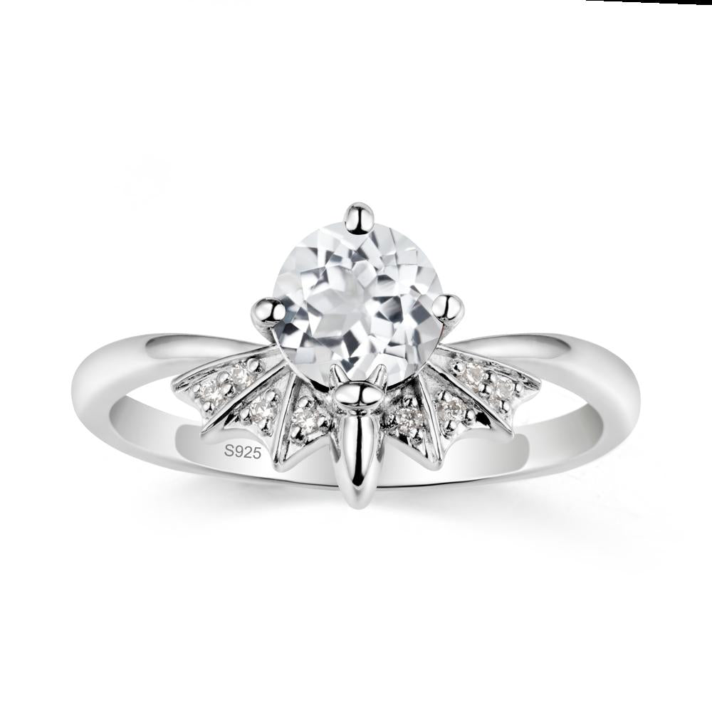 Round Cut White Topaz Bat Ring - LUO Jewelry #metal_sterling silver