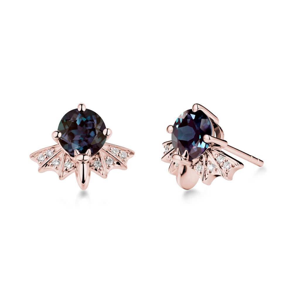 Gothic Bat Alexandrite Earrings - LUO Jewelry #metal_18k rose gold