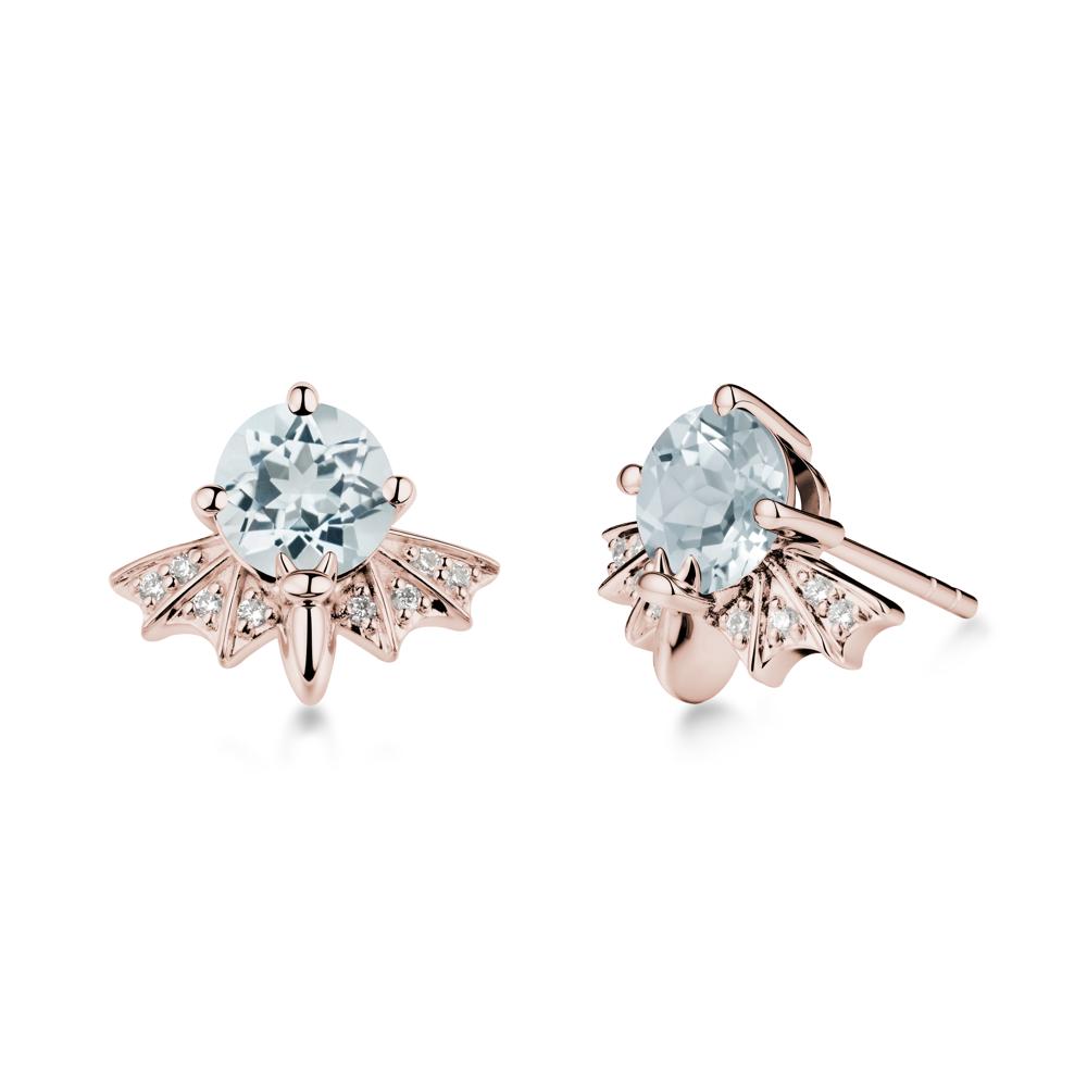 Gothic Bat Aquamarine Earrings - LUO Jewelry #metal_14k rose gold