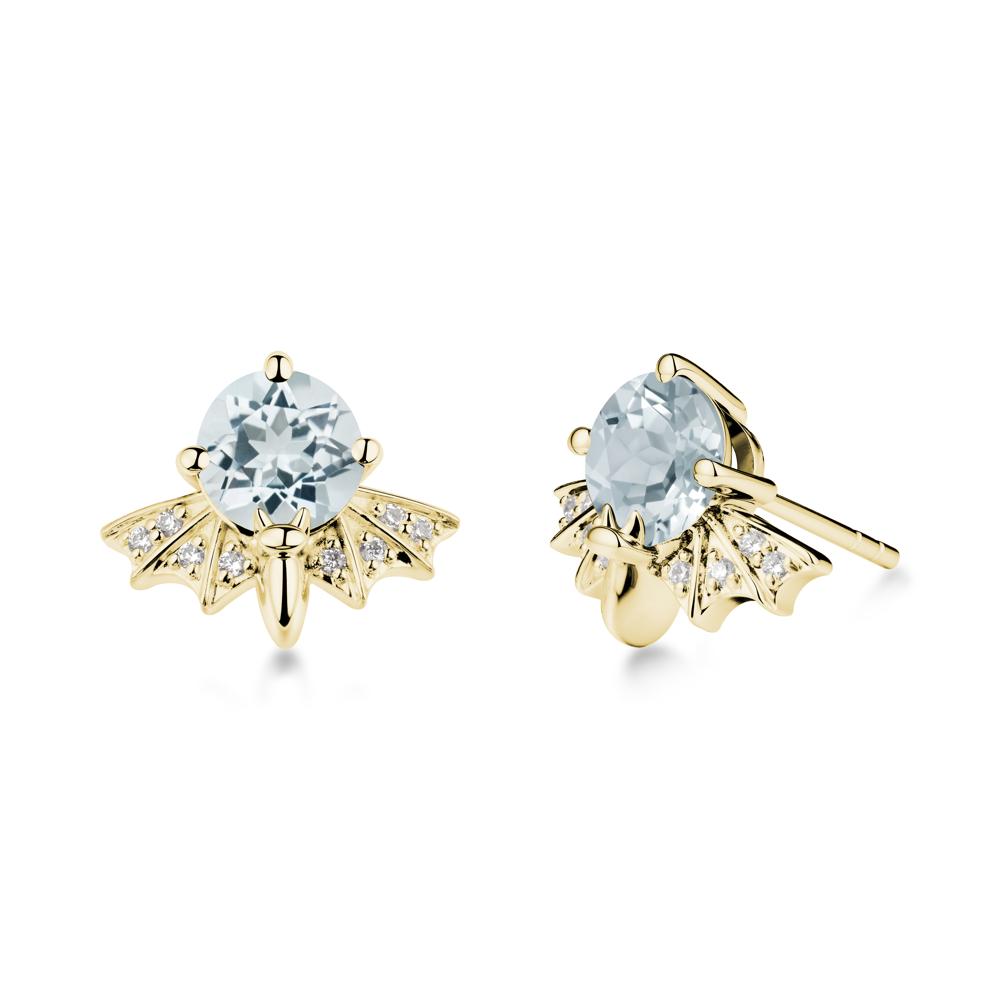Gothic Bat Aquamarine Earrings - LUO Jewelry #metal_18k yellow gold