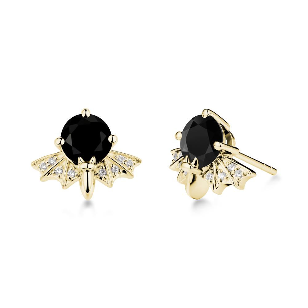 Gothic Bat Black Spinel Earrings - LUO Jewelry #metal_18k yellow gold
