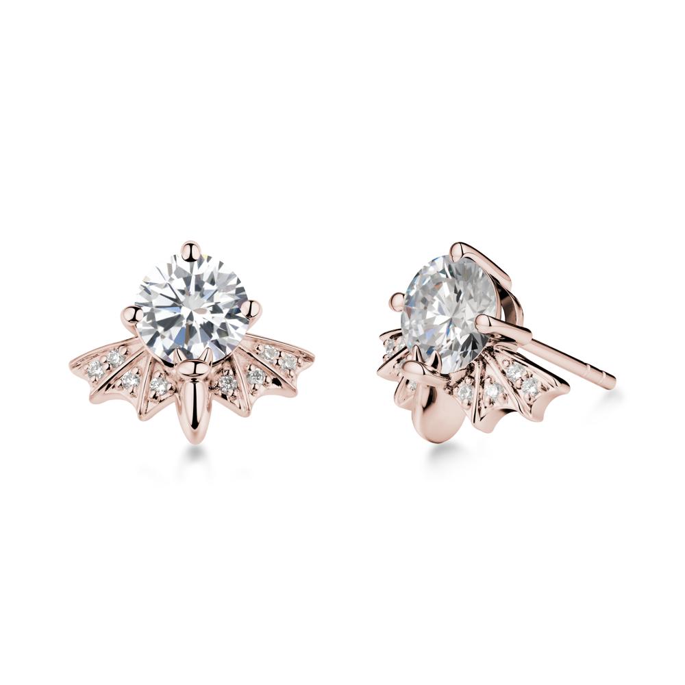 Gothic Bat Cubic Zirconia Earrings - LUO Jewelry #metal_14k rose gold