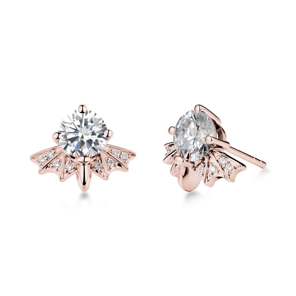Gothic Bat Cubic Zirconia Earrings - LUO Jewelry #metal_18k rose gold