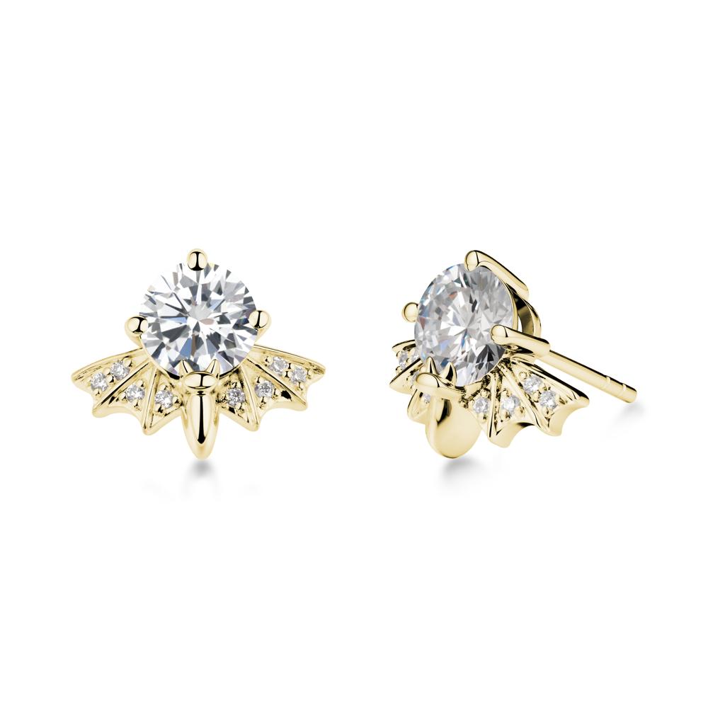Gothic Bat Cubic Zirconia Earrings - LUO Jewelry #metal_18k yellow gold