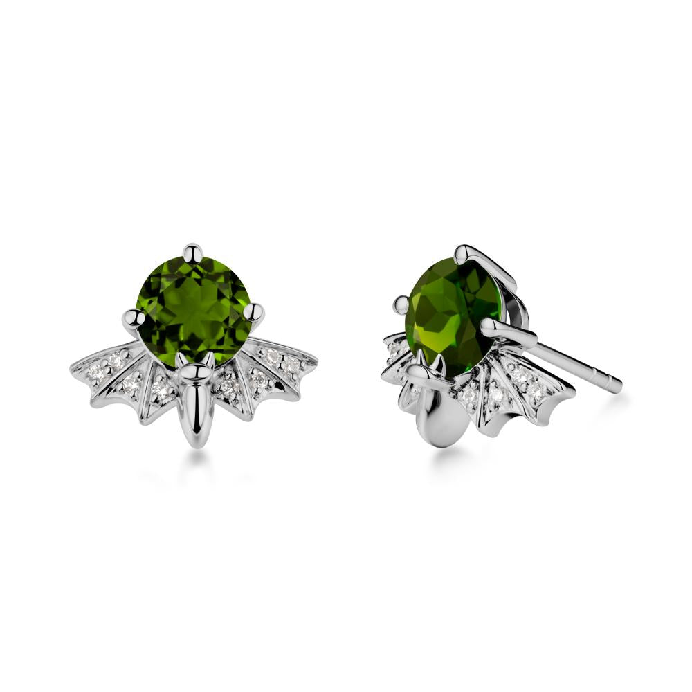 Round Cut Diopside Bat Earrings - LUO Jewelry #metal_platinum