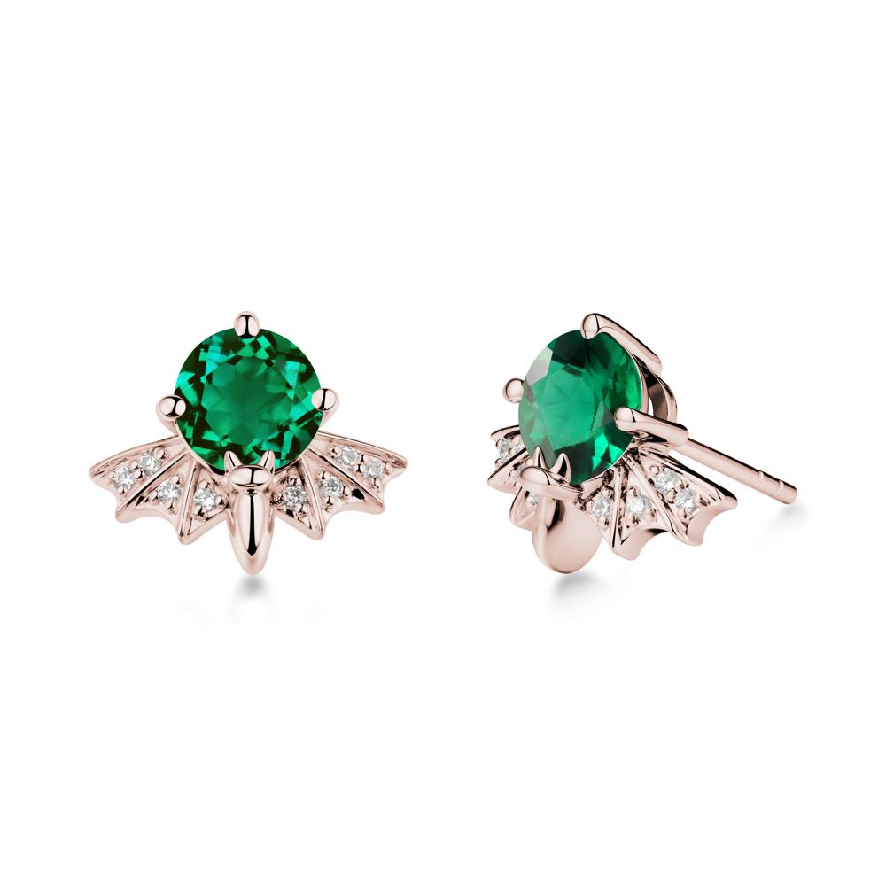 Gothic Bat Emerald Earrings - LUO Jewelry #metal_14k rose gold