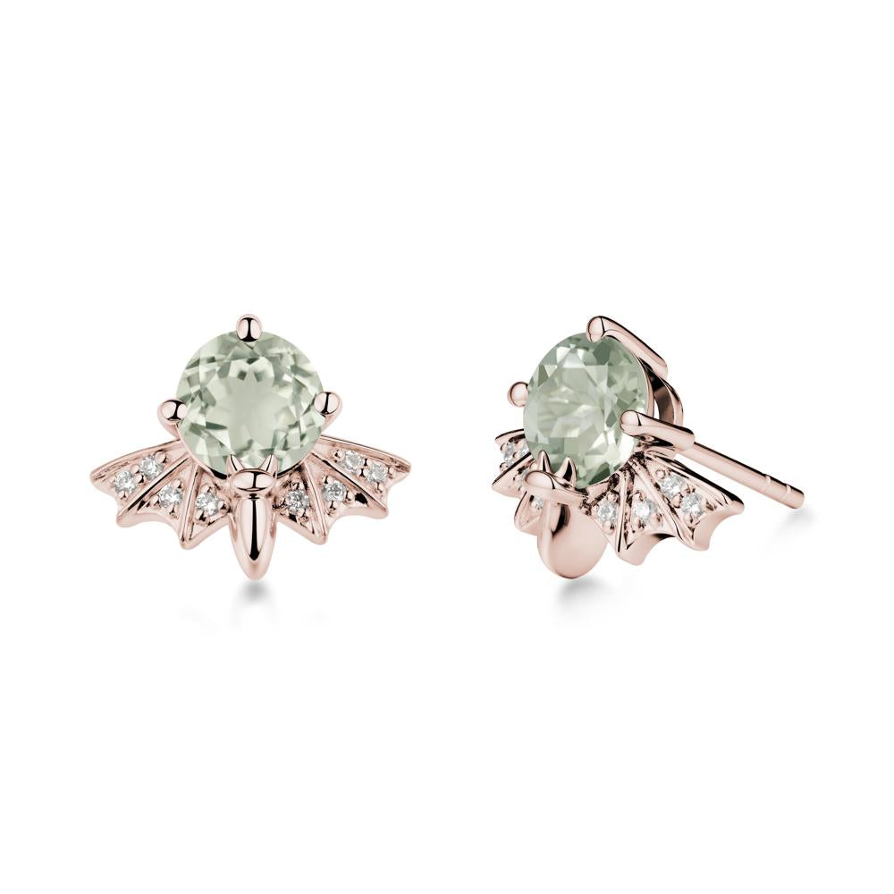 Gothic Bat Green Amethyst Earrings - LUO Jewelry #metal_14k rose gold