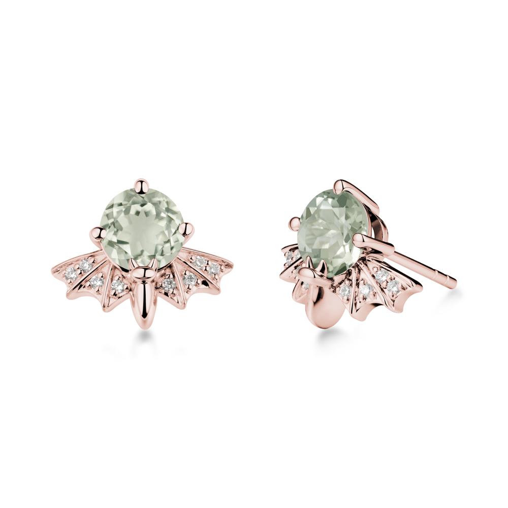 Gothic Bat Green Amethyst Earrings - LUO Jewelry #metal_18k rose gold