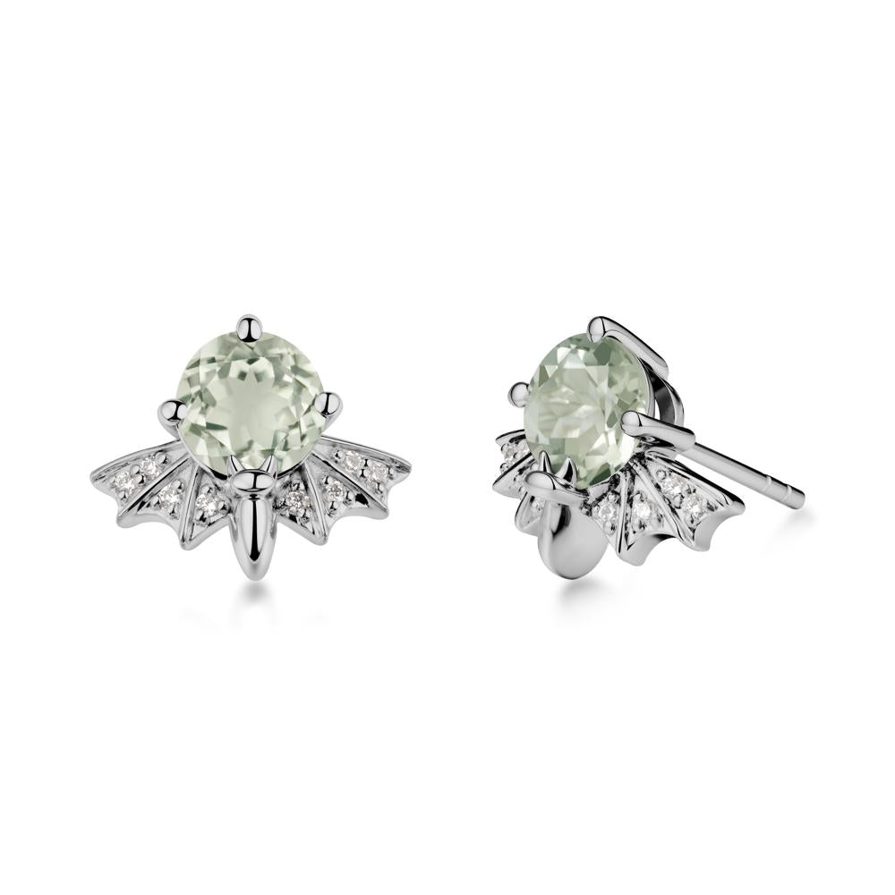 Gothic Bat Green Amethyst Earrings - LUO Jewelry #metal_platinum