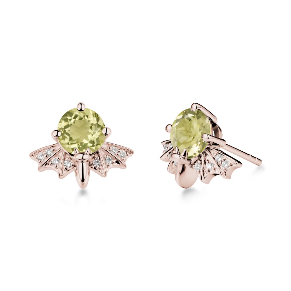 Gothic Bat Lemon Quartz Earrings - LUO Jewelry #metal_14k rose gold