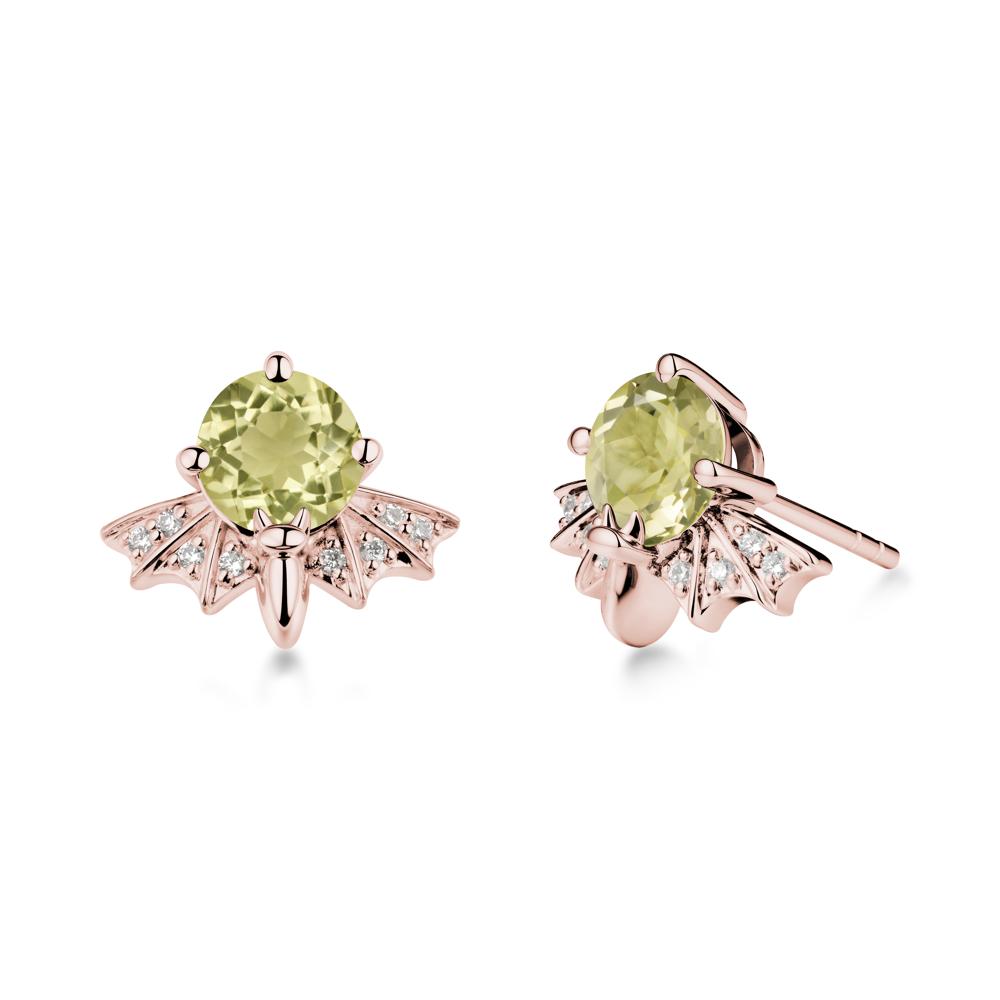 Gothic Bat Lemon Quartz Earrings - LUO Jewelry #metal_18k rose gold