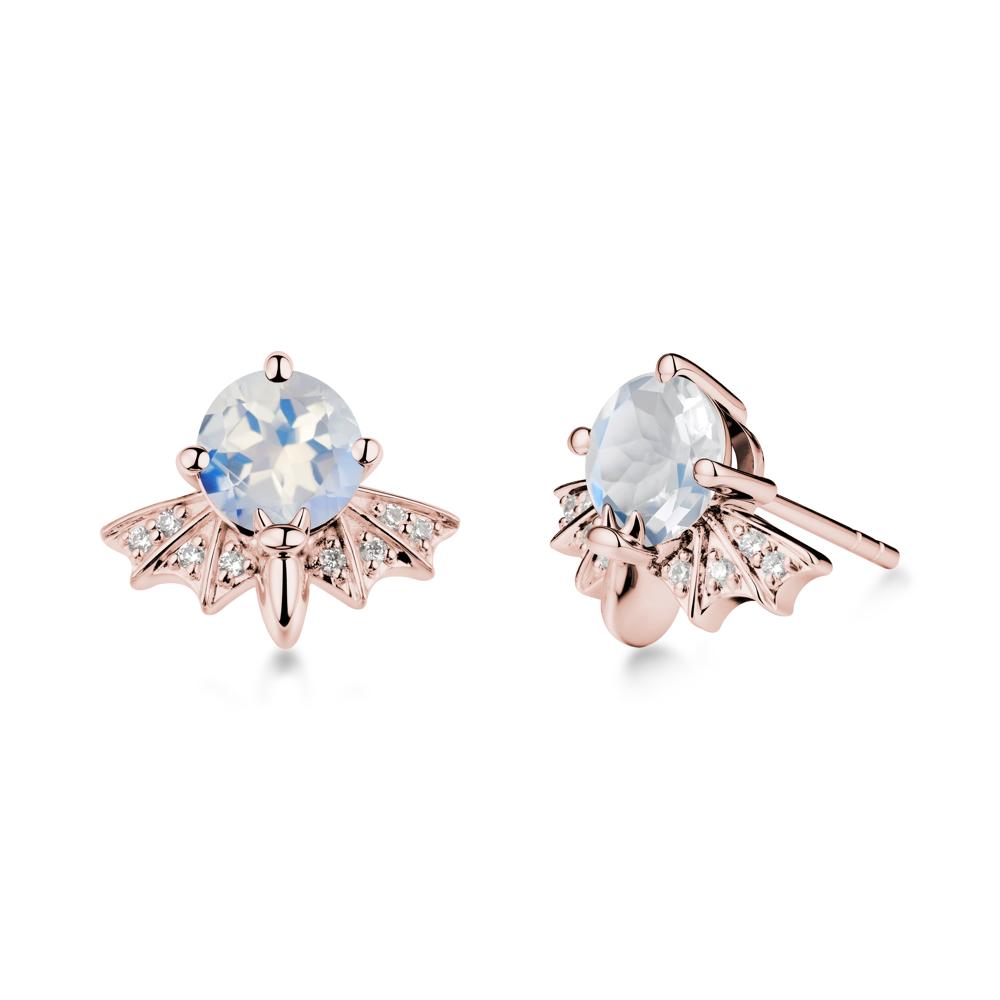 Gothic Bat Moonstone Earrings - LUO Jewelry #metal_18k rose gold