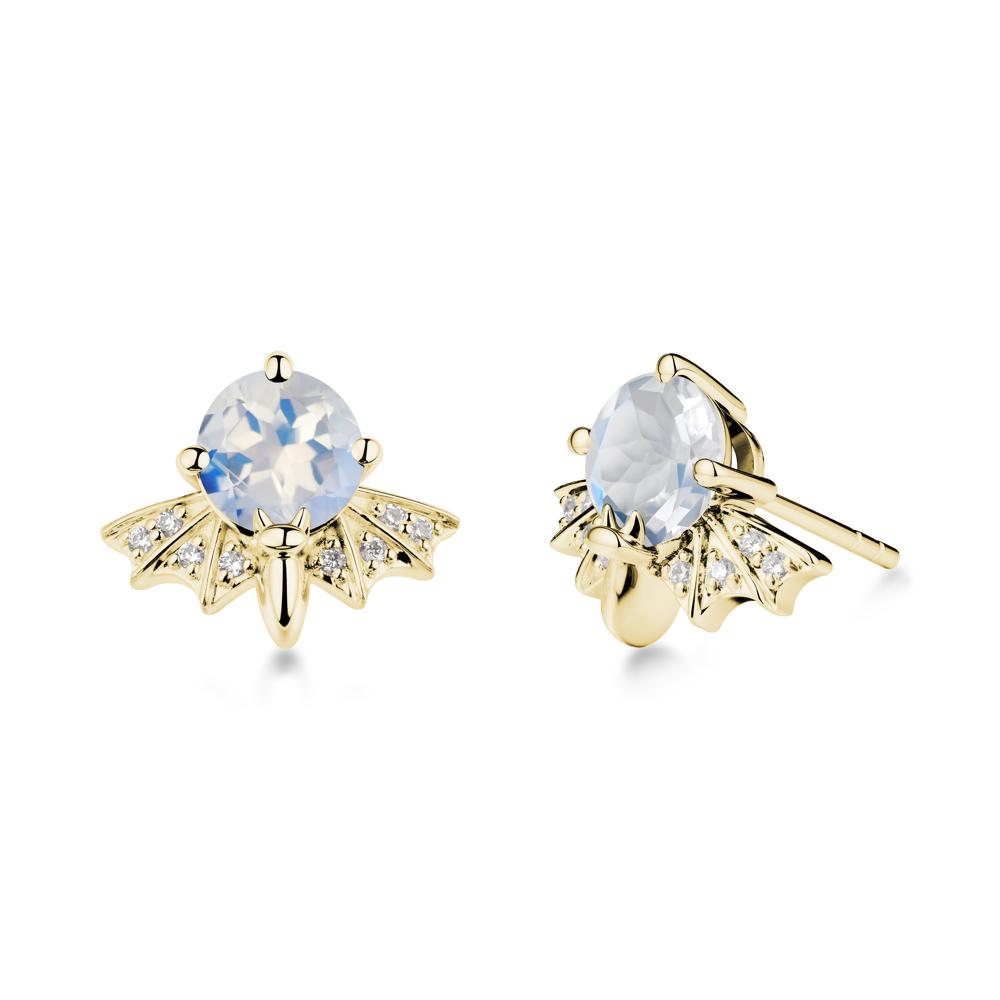 Gothic Bat Moonstone Earrings - LUO Jewelry #metal_18k yellow gold