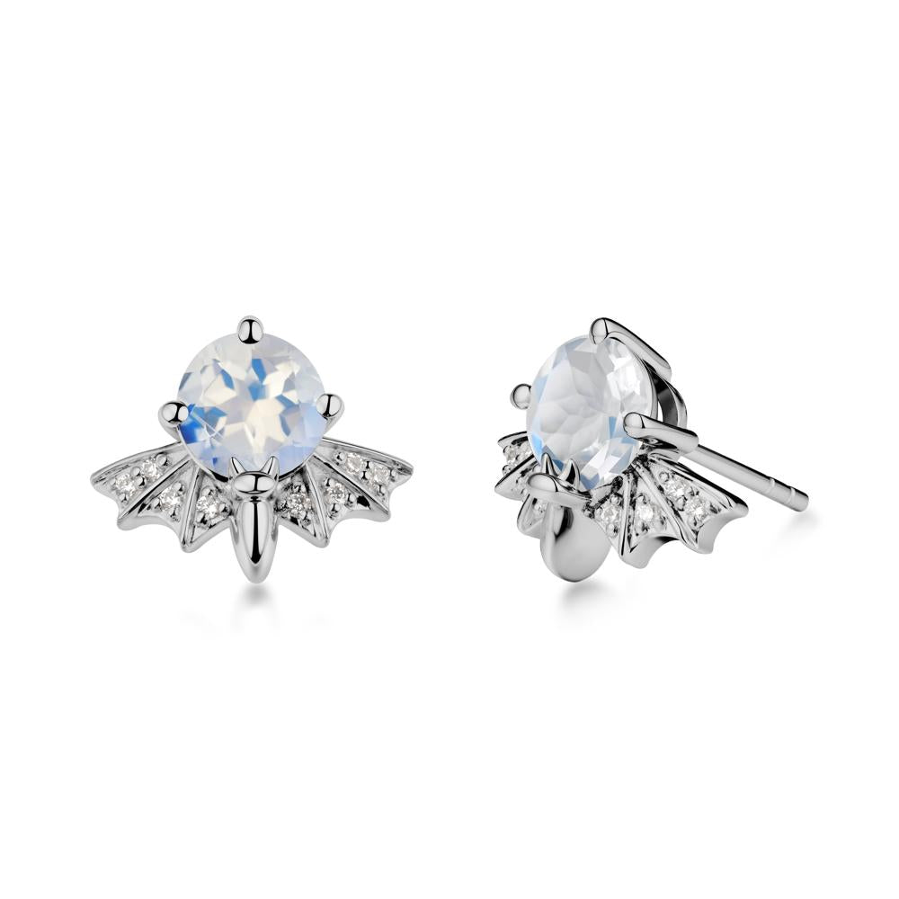 Gothic Bat Moonstone Earrings - LUO Jewelry #metal_platinum